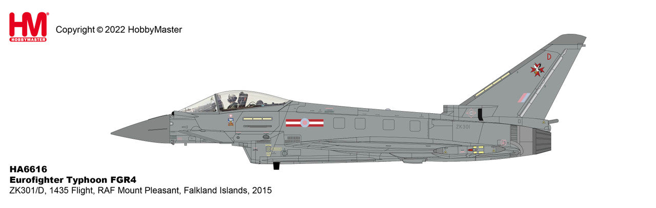 HA6616A | Hobby Master Military 1:72 | Eurofighter Typhoon FGR.4 RAF Mt.Pleasant 1435 Flight ZK301 D with air-air missiles only