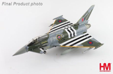 Eurofighter Typhoon FGR4 military aircraft model in 1:72 scale with display stand.