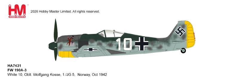 HA7431 | Hobby Master Military 1:48 | FW 190A-3 White 10, Oblt. Wolfgang Kosse, 1./JG 5, Norway, Oct 1942