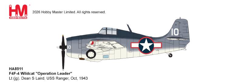 HA8911 | Hobby Master Military 1:72 | F4F-4 Wildcat "Operation Leader" Lt (jg). Dean S Laird, USS Ranger, Oct, 1943