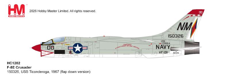 HC1202 | Hobby Master Military 1:72 | F-8E Crusader 150326, USS Ticonderoga, 1967 (flap down version)
