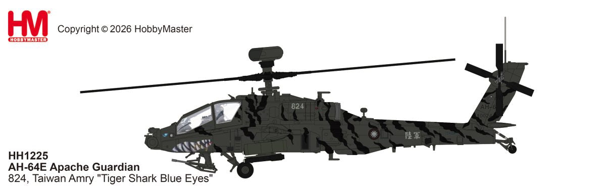 HH1225 | Hobby Master Military 1:72 | AH-64E Apache Guardian 824, Taiwan Army "Tiger Shark Blue Eyes" | is due September 2026