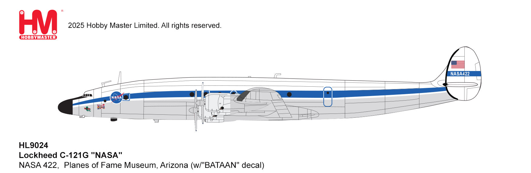 HL9024 | Hobby Master Military 1:72 | Lockheed C-121G NASA NASA 422,  Planes of Fame Museum, Arizona (w/"BATAAN" decal) | is due October 2025