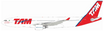 InFlight200 1:200 scale die-cast metal Airbus A330-203 TAM model aircraft.