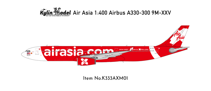 K333AXM01 | Kylin Model 1:400 | Airbus 330-300 Air Asia 9M-XXV | is due March 2026