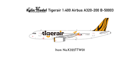 Kylin Model 1:400 scale Airbus 320-200 Tiger Air die-cast aircraft model.
