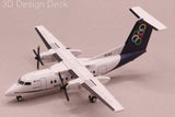 A 1:200 scale model aircraft of a Dash 8 Q100 in Olympic Air SX-BIP livery.