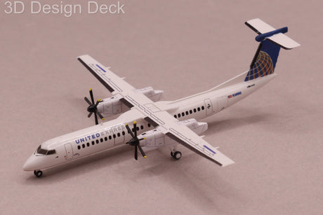United Dash 8 Q400 N196WQ 1:400 scale model airplane by 3D Design Deck.