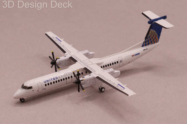 United Dash 8 Q400 N196WQ 1:400 scale model airplane by 3D Design Deck.
