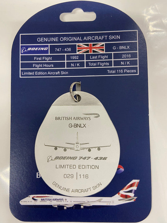 ARDTAGGBNLX | Aircraft Skin Tags | Original Aircraft Skin - Boeing 747-436, British Airways G-BNLX