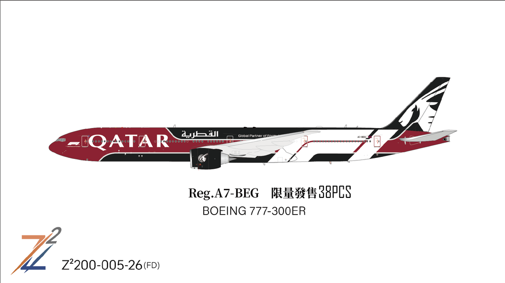 Z²200-005-26FD | Z² Models 1:200 | Boeing 777-300ER Qatar Airways A7-B