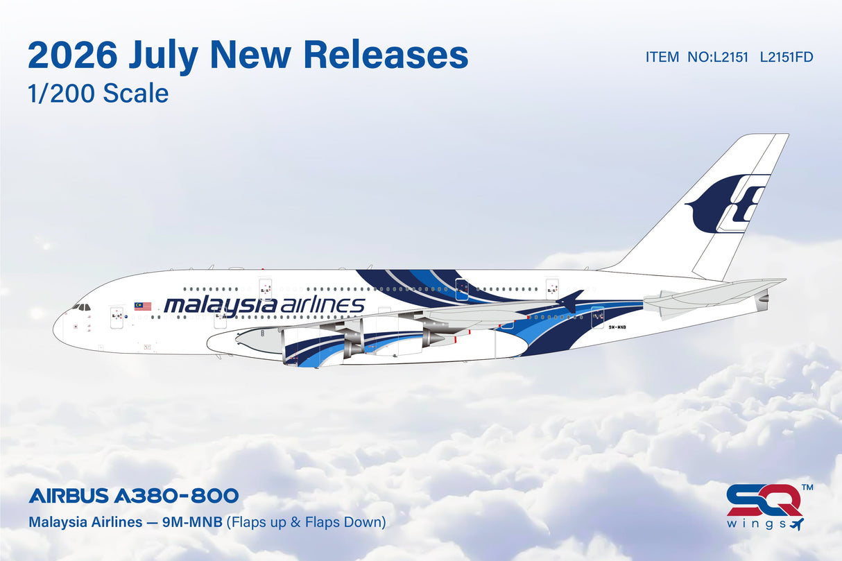 L2151 SQ Wings 1:200 Airbus A380 Malaysia Airlines 9M-MNB