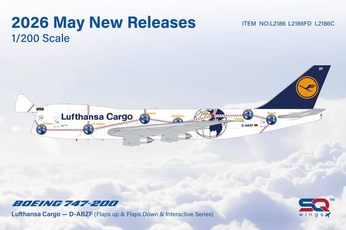 L2186 SQ Wings 1:200 Lufthansa Cargo Boeing 747-200 D-ABZF Service Revolution