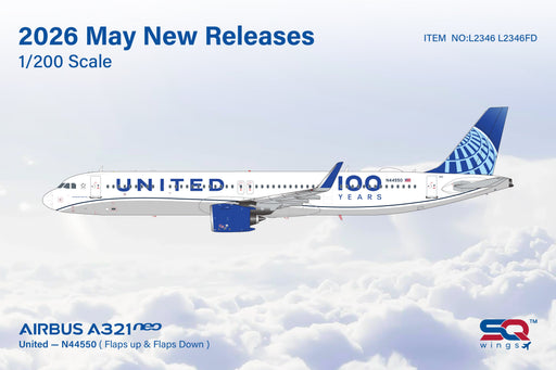 L2346FD SQ Wings 1:200 Airbus A321 United Airlines N44550 Flaps Down