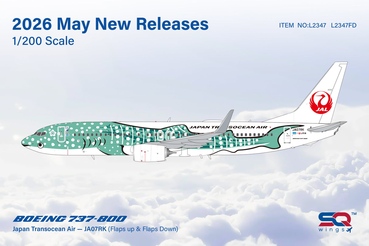 L2347 SQ Wings 1:200 Boeing 737-800 Japan Transocean Air JA07RK Yui Jinbei