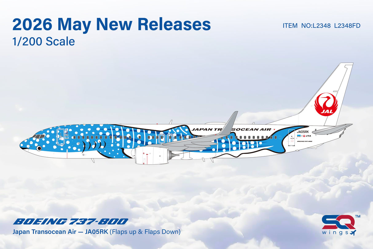 L2348 SQ Wings 1:200 Boeing 737-800 Japan Transocean Air JA05RK Jinbei Jet