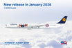 Lufthansa Airbus A340-600 die-cast model aircraft with FC Bayern München livery and extended flaps.