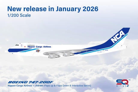 SQ Wings 1:200 scale Boeing 747-200F Nippon Cargo Airlines die-cast model airplane.
