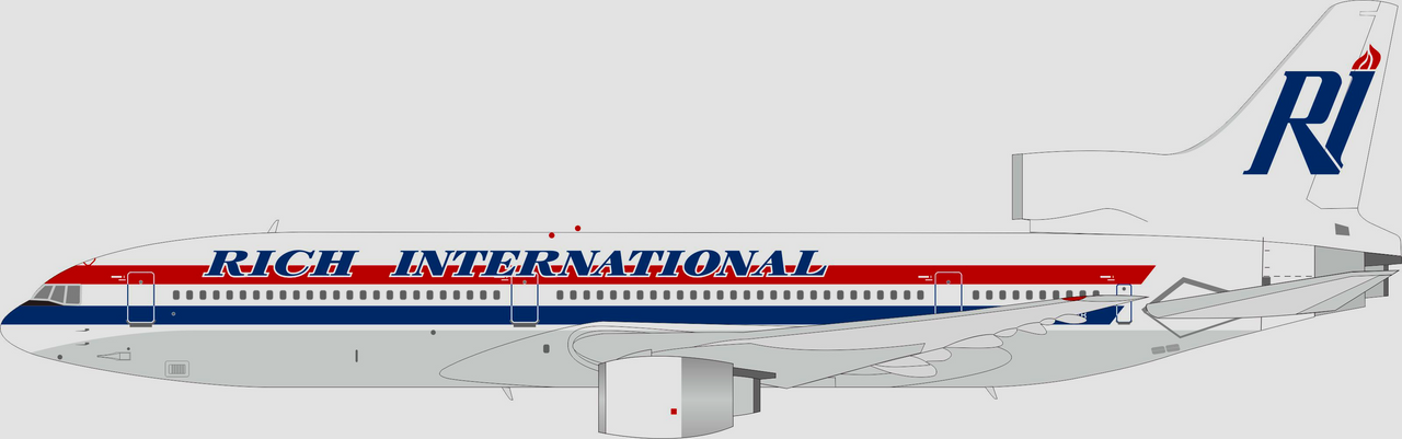 IF1011JN0424 | InFlight200 1:200 | Lockheed L-1011-385-1 TriStar 1 Rich International Airways N302MB  with stand | was due April 2024