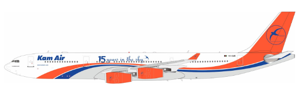 RM34315 | Retro Models 1:200 | KAM AIR Airbus A340-313 YA-KME with stand 15 YEARS IN THE SKY | was due May 2025