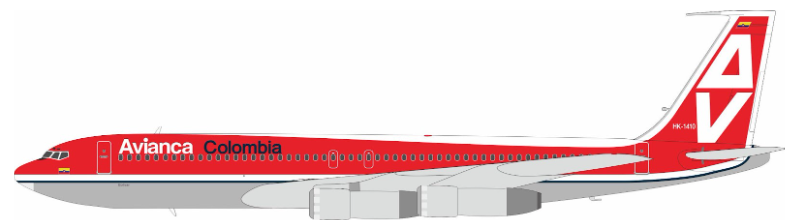 IF707AV0225P | InFlight200 1:200 | Boeing 707-359B Avianca HK-1410 polished with stand