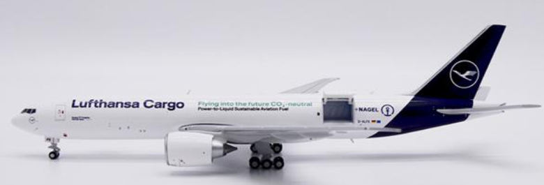 XX40228C | JC Wings 1:400 | Boeing 777F "Flying into the future CO2-neutral""Interactive Series" Lufthansa Cargo Reg: D-ALFK With Antenna | is due August 2025
