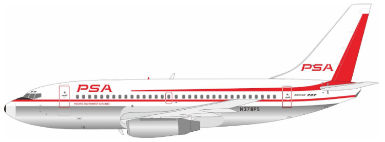 IF732PSA0725P | InFlight200 | Boeing 737-200 PSA N378PS Polished With Stand