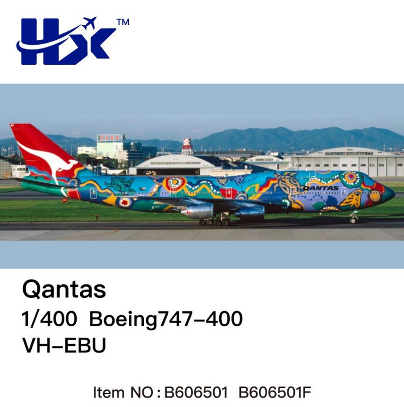 B606501F | HX Model 1:400 | Boeing 747-400 Qantas Airways VH-EBU 'Nalaji Dreaming' Flaps Down | is due November 2025