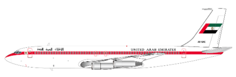 XX40478 | JC Wings 1:400 | Boeing 707-300 United Arab Emirates Amiri Flight A6-UAE | is due September 2025