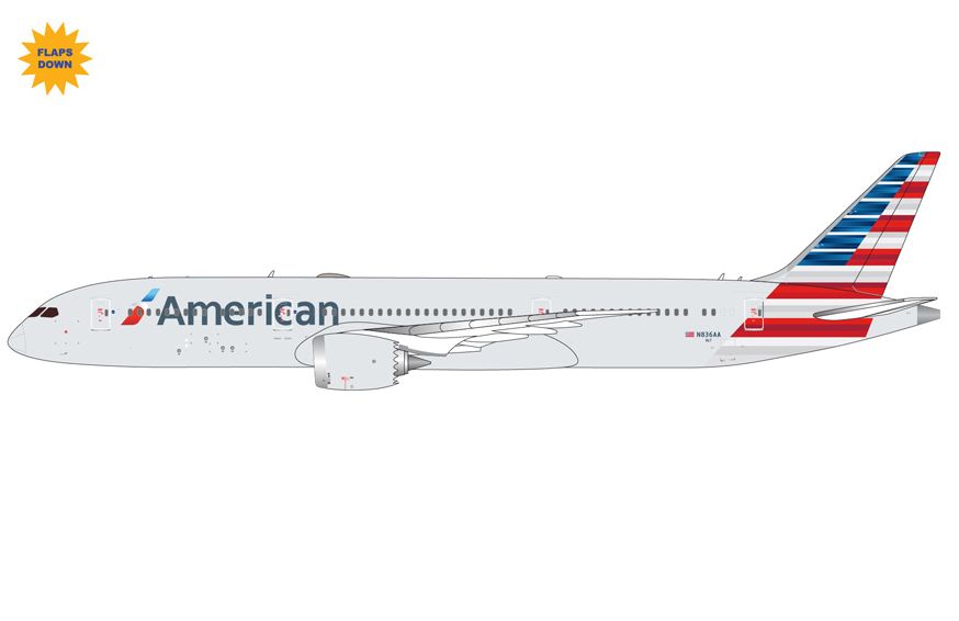 GJAAL2356F | GeminiJets 1:400 | Boeing 787-9 Dreamliner American Airlines N836AA Flaps Down