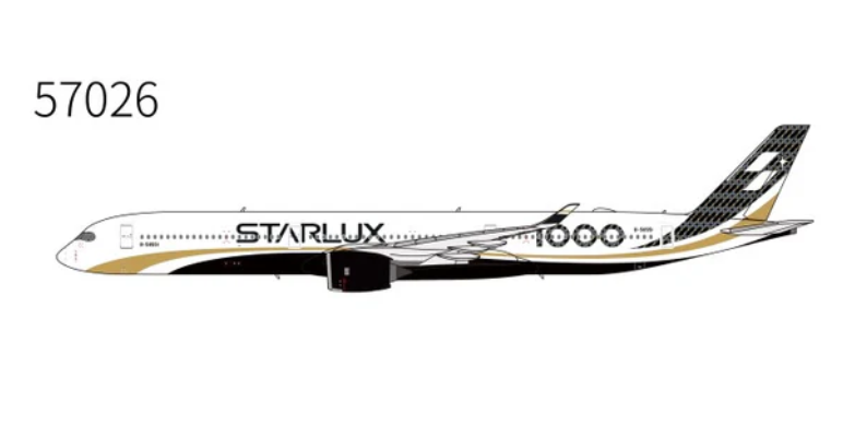 NG57026 | NG Models 1:400 | Airbus A350-1000 Starlux Airlines B-58551 (Carbon Fiber colors; first A350-1000 for Starlux Airlines)