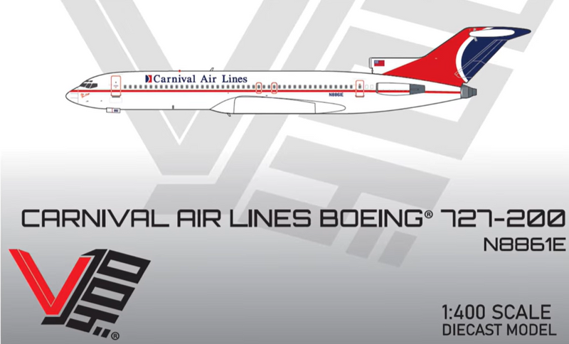 400023 | V1:400 Models | Boeing 727-200 Carnival Airlines N8861E | is due December 2025