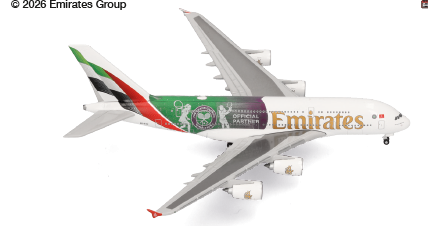 538664 | Herpa Wings 1:500 | Airbus A380 Emirates Wimbledon Official Partner – A6-EOE | is due December 2025