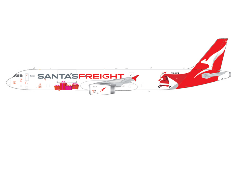G2QFA1477 | GeminiJets 1:200 | Airbus A321P2F Qantas Freight VH-XF4 Santa’s Freight titles (upgraded stand) | is due December 2025