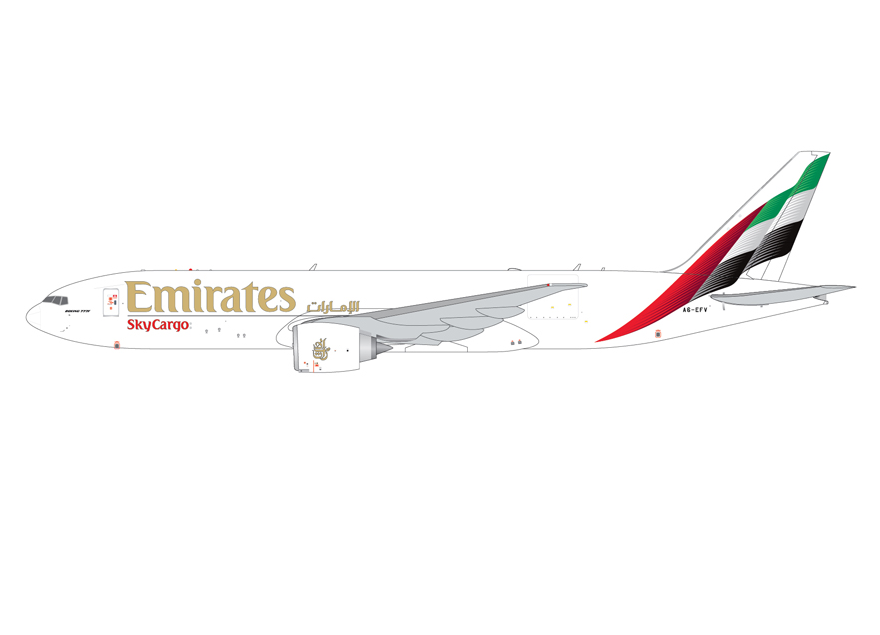 GJUAE2381 | GeminiJets 1:400 | Boeing 777-200LRF Emirates SkyCargo A6-EFV (new livery) | is due November 2025