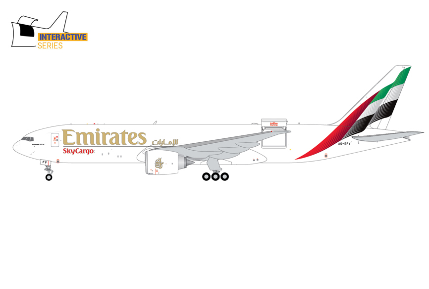 GJUAE2382 | GeminiJets 1:400 | Boeing 777-200LRF Emirates SkyCargo A6-EFV (new livery) Optional Doors Open/Closed Configuration | is due November 2025