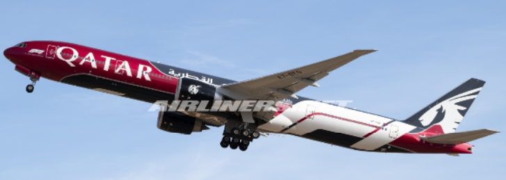 XX40844A | JC Wings 1:400 | Boeing 777-300ER Qatar Airways A7-BEG "Formula 1" Flaps down | is due November 2025