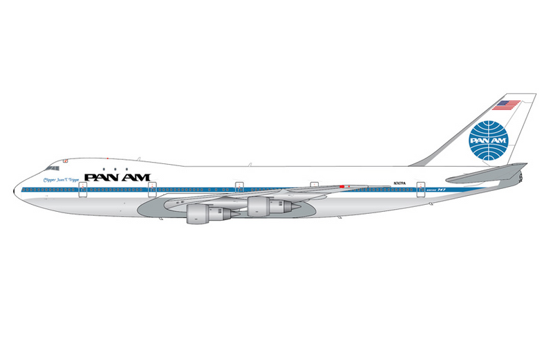 G2PAA1248 | GeminiJets 1:200 | Boeing 747-100 Pan Am N747PA Clipper Juan T. Trippe (1970s livery; polished belly) | is due December 2025|
