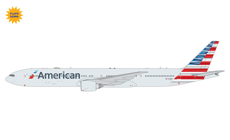 GJAAL2303F | GeminiJets 1:400 | Boeing 777-300ER American Airlines N722AN (flaps down) | is due December 2025