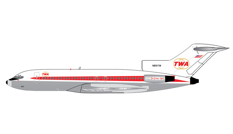 GJTWA2353 | GeminiJets 1:400 | Trans World Airlines (TWA) B727-100 N851TW (twin globes livery polished) | is due December 2025