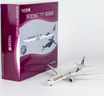 Boeing 777-300ER model aircraft in Qatar Airways livery with Paris Saint Germain branding.