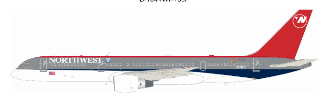 B-752-NW-0525 | Blue Box 1:200 | Boeing 757-251 Northwest Airlines N528US with Stand