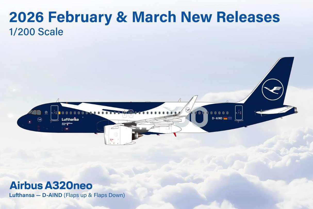 L2343 | SQ Wings 1:200 | Airbus A320neo Lufthansa D-AIND 100years | is due April 2026