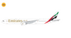 Boeing 777-300ER Emirates A6-EQH die-cast aircraft model with flaps down position.