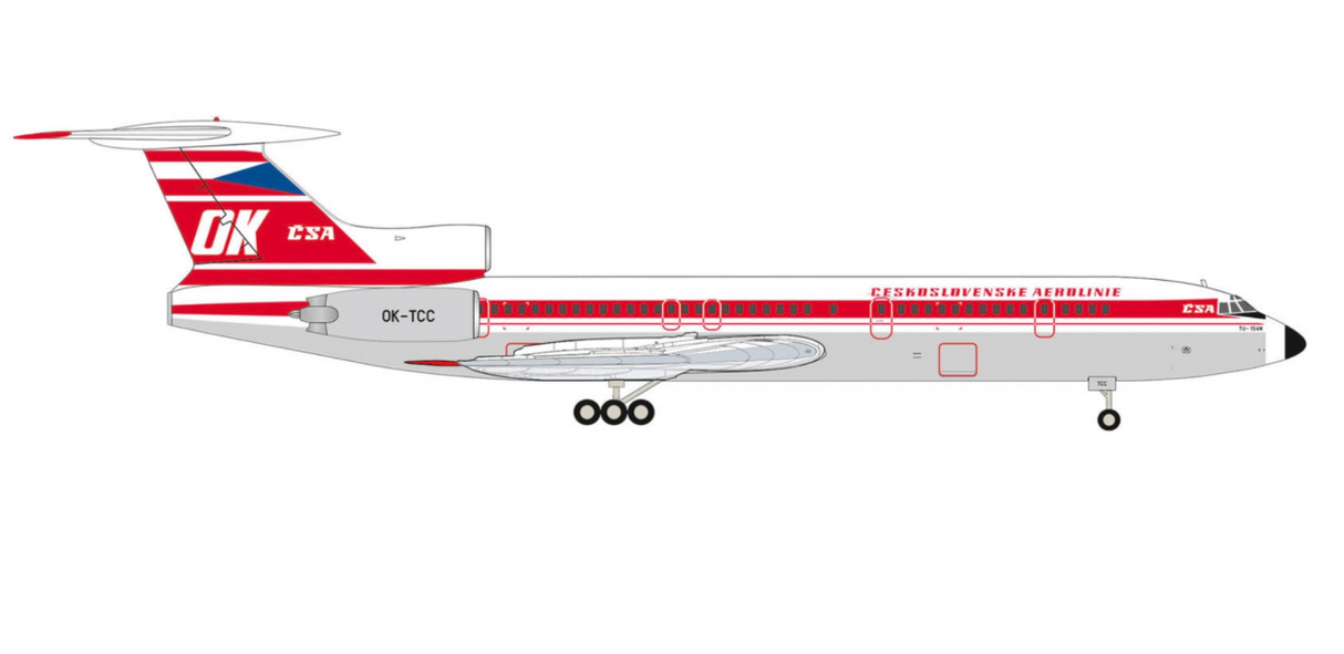 574051 | Herpa Wings 1:200 | Tupolev Tu‑154M Czechoslovak Airlines OK-TCC Teplice | is due May 2026