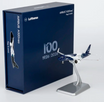 Airbus A320neo die-cast model aircraft in 1:400 scale with display stand included.