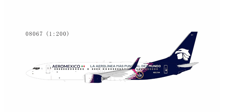 NG08067 | NG Models 1:200 | Boeing 737-800 Aeromexico N957AM (new paint with scimitar winglets; "La Aerolinea Mas Puntual Del Mundo" titles) (The Most Punctual Airline in the World) | is due July 2026