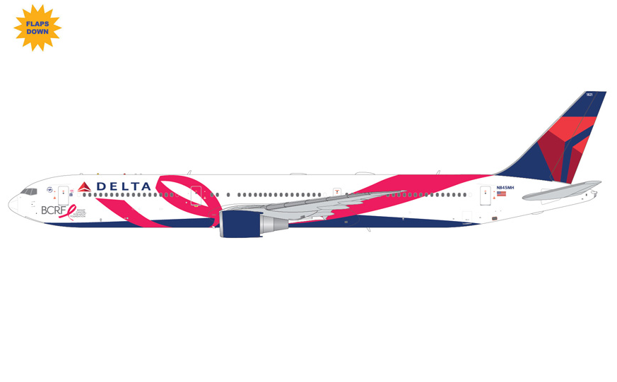 G2DAL1446F | GeminiJets 1:200 | Boeing 767-400ER Delta Air Lines N845MH Breast Cancer Research Foundation Flaps/Slats Extended | is due August 2026