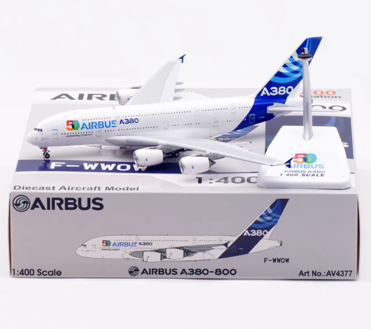 AV4377 | Aviation 400 | Airbus A380 Airbus Industrie F-WWOW "50 Years Pioneering Progress" with metal stand