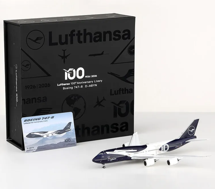 B631102 | HX Models 1:400 | Boeing 747-8 Lufthansa D-ABYN 100th Anniversary | is due July 2026